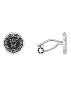 Montblanc's Meisterstück 100 Years Cufflinks are Stainless Steel from stainless steel and have a lacquer inlay in black with the nib detailing.