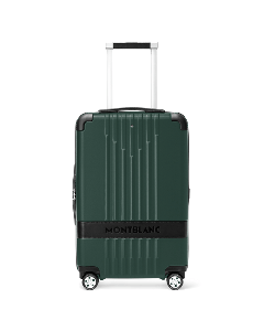 This Montblanc #MY4810 British Green Compact Cabin Trolley Case has a retractable handle and 4 spinner wheels. 