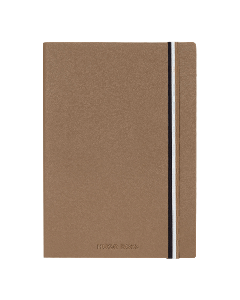 This Iconic Lined A5 Camel PU Leather Notebook by Hugo Boss has the embossed brand name on the front and the three-stripe distinctive detailing on the elastic.