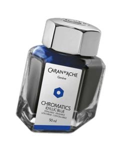 This is the Caran d'Ache Idyllic Blue Chromatics 50ml Ink Bottle. 