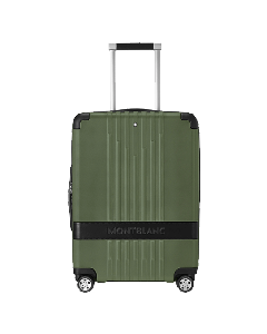 This Montblanc #MY4810 Cabin Trolley Case in Clay Green has the brand name across the front.