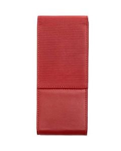 This Lamy 3 pen case is made from a red leather material.