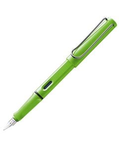 The LAMY green fountain pen in the Safari collection comes in a small pop up box under a two year warranty.