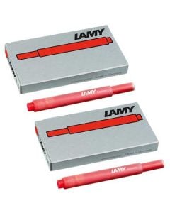 The T10 LAMY red ink cartridges, suitable for all LAMY fountain pens excluding the 2000 range.