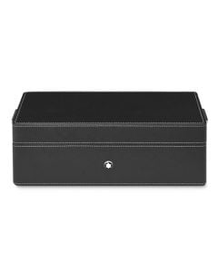 Desk Box for Ink Bottle & 3 Pens, Black Saffiano Leather 