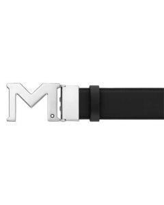 This is the Montblanc Palladium-Coated Black Reversible M Shaped Casual Line Belt. 