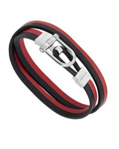 Urban Spirit Red and Black Leather Bracelet