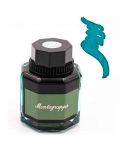 Montegrappa Turquoise bottled ink, ideal for refilling any Montegrappa fountain pen with a built-in or removable converter. Packaged inside a branded box and featuring a Montegrappa insignia plaque.