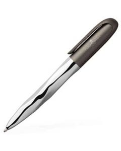 Faber-Castell, Nice Pen, Metallic Grey & Stainless steel Ballpoint Pen with Twisted features and brand signature.