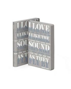 nuuna,  Jeans Label Fabric Notebook, I Love Deadlines (Grey), Part Of The Graphic S Range.