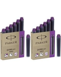 Parker Purple Quink Mini Ink Cartridges 2 x Pack of 6.