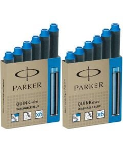 Parker Washable Blue Ink Cartridges 2 x Pack of 6.