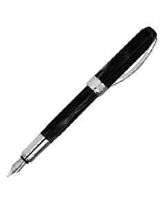 This Visconti Rembrandt Black & Chrome Fountain Pen has been made with resin with chrome trims. 