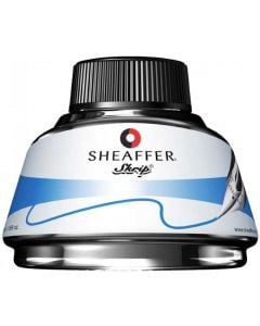 Full view of the 50 ml Sheaffer washable deluxe blue ink bottle for fountain pens.