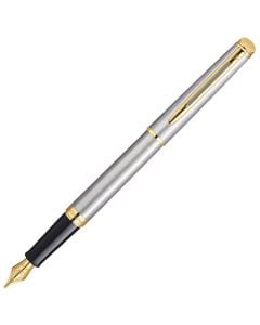 Hemisphere Stainless Steel Fountain Pen with Gold Trim designed by Waterman.